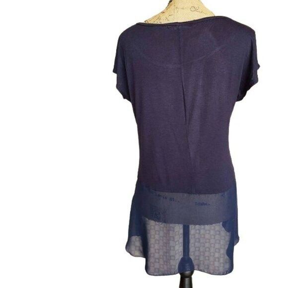 Women's Blouse Lightweight Loose Fit Embellished Hi Lo Bling Top Medium NWOT - Picture 6 of 8